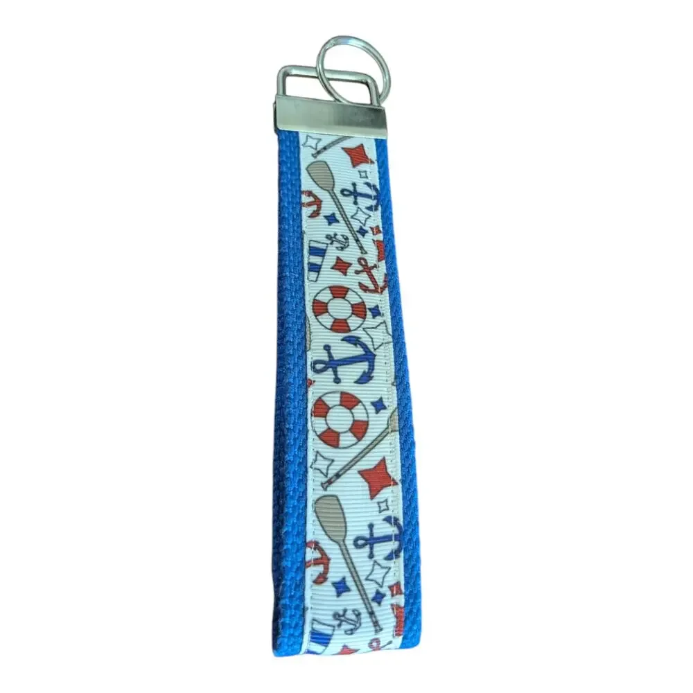 Nautical Sailing Keychain Wristlet Handmade‎ Key FOB Anchors Oars Row Boat Ocean
